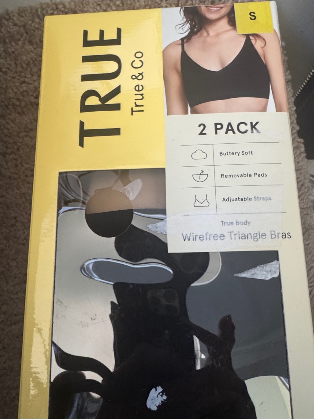 True & Co. Black Wirefree Triangle Bra 2-Pack